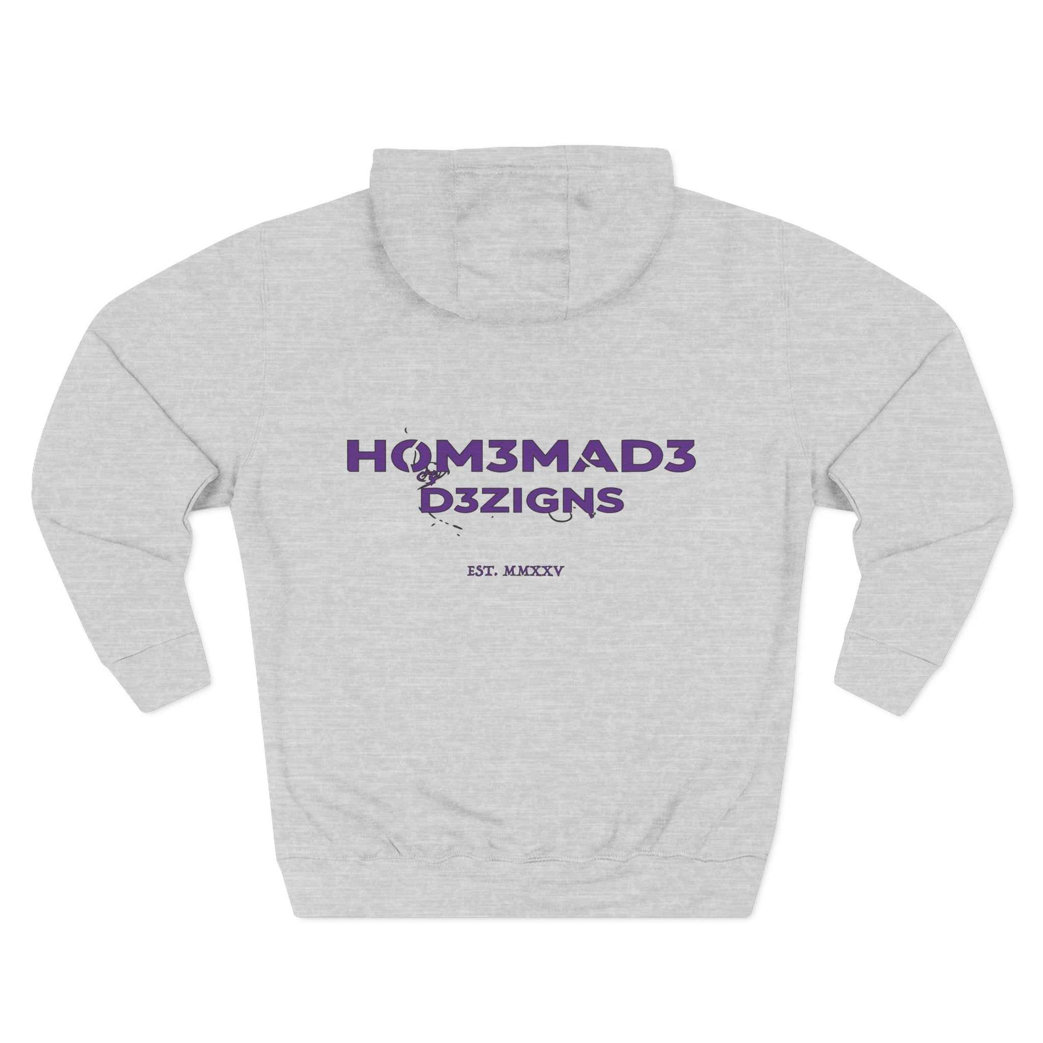 Purple Homemade Designs Fleece Hoodie, Cozy Sweatshirt for Casual Wear, Perfect Gift for Birthdays, Holidays, and Relaxing Days