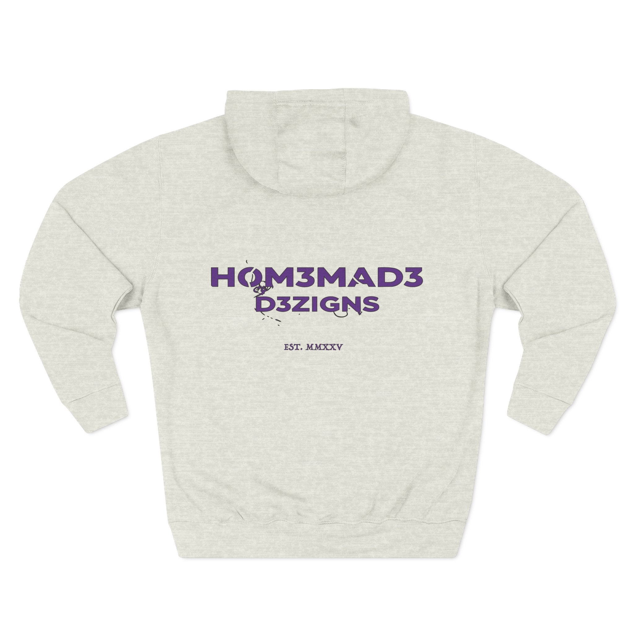 Purple Homemade Designs Fleece Hoodie, Cozy Sweatshirt for Casual Wear, Perfect Gift for Birthdays, Holidays, and Relaxing Days