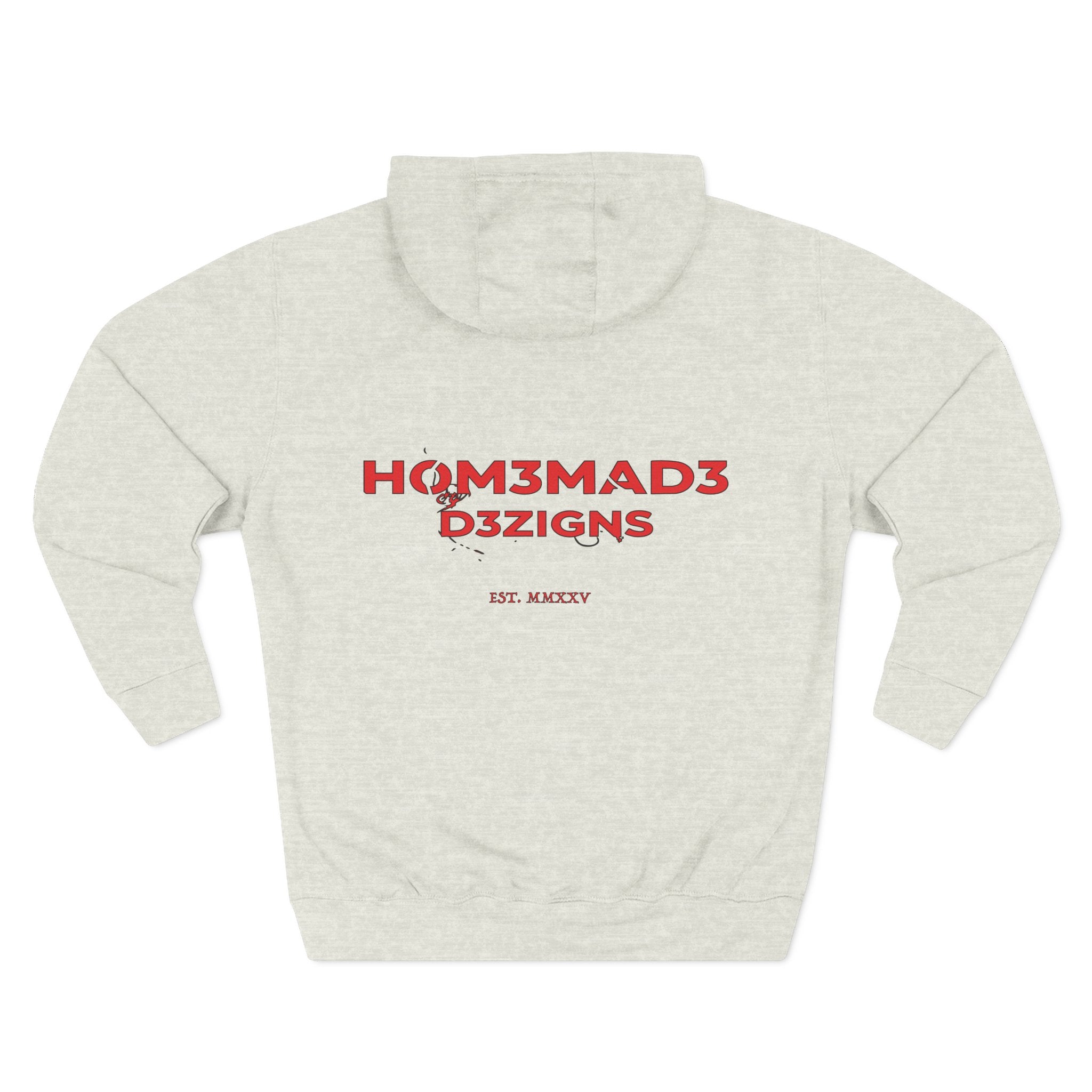 Red Homemade Designs Fleece Hoodie, Cozy Sweatshirt for Casual Wear, Perfect Gift for Birthdays, Holidays, and Relaxing Days
