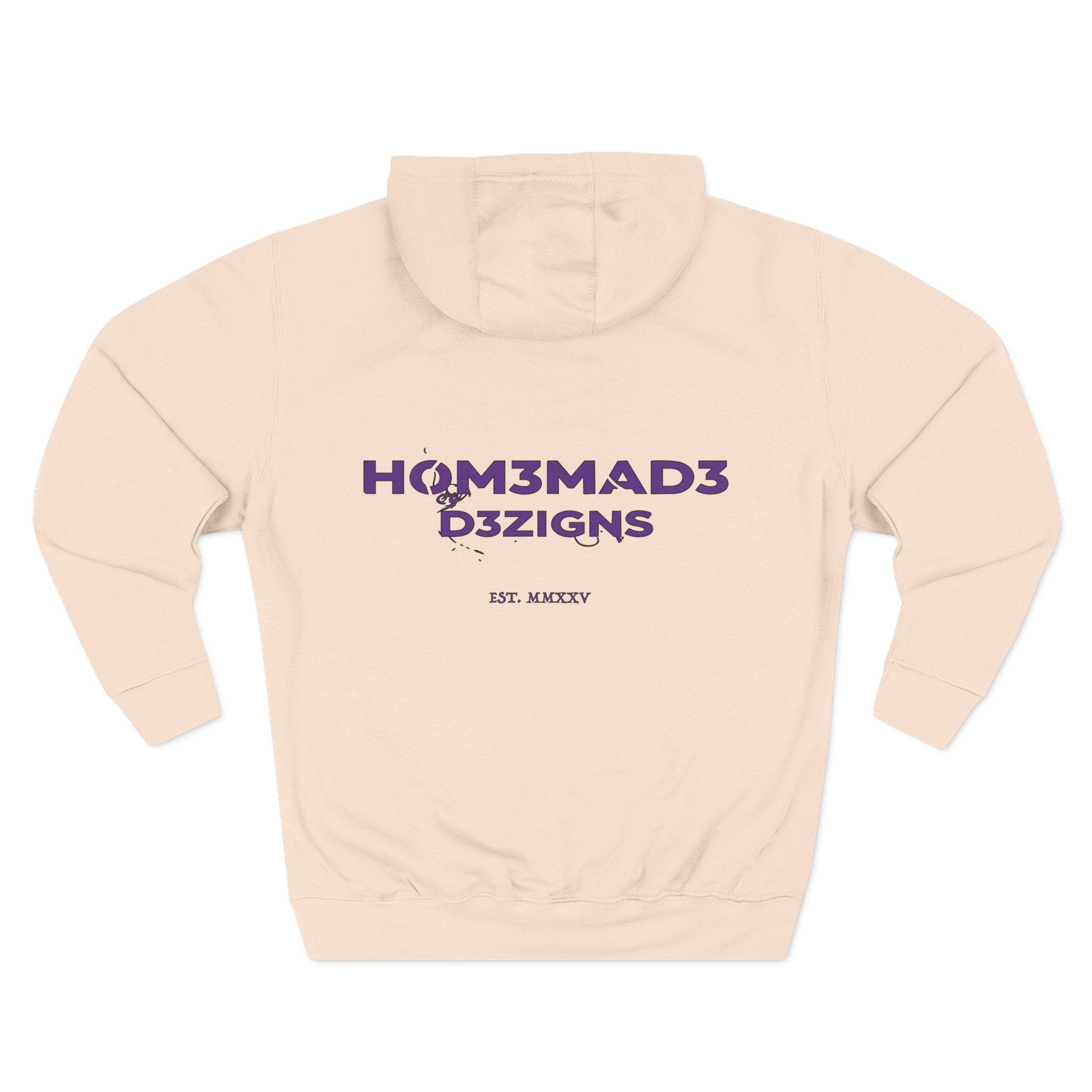 Purple Homemade Designs Fleece Hoodie, Cozy Sweatshirt for Casual Wear, Perfect Gift for Birthdays, Holidays, and Relaxing Days