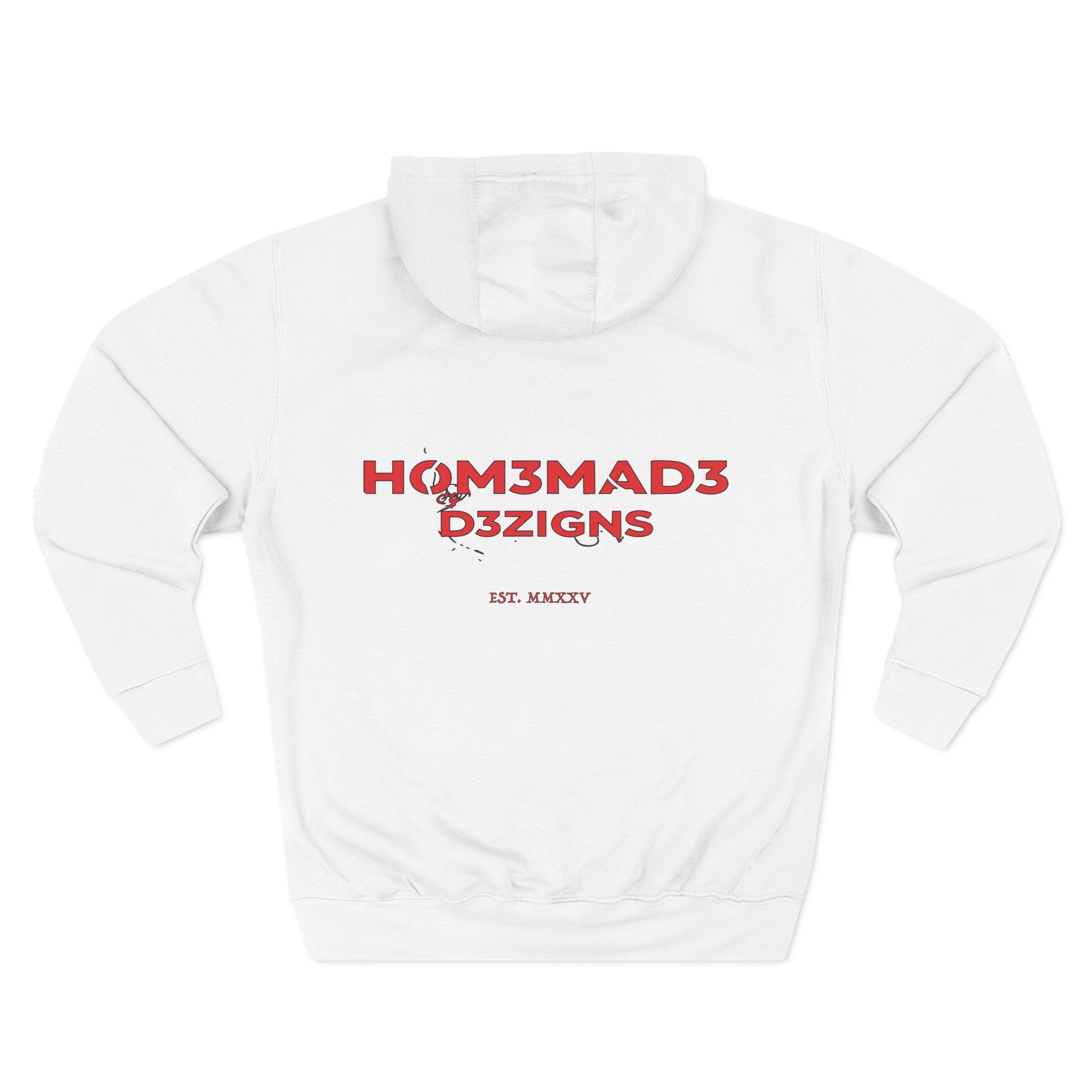 Red Homemade Designs Fleece Hoodie, Cozy Sweatshirt for Casual Wear, Perfect Gift for Birthdays, Holidays, and Relaxing Days