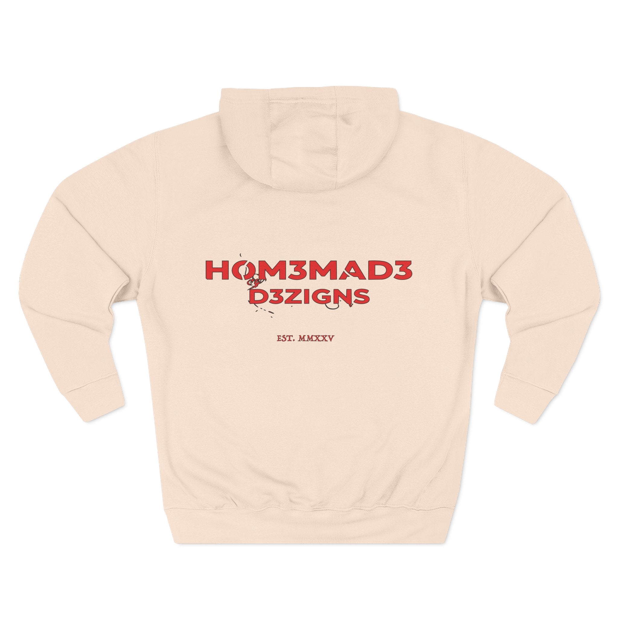 Red Homemade Designs Fleece Hoodie, Cozy Sweatshirt for Casual Wear, Perfect Gift for Birthdays, Holidays, and Relaxing Days