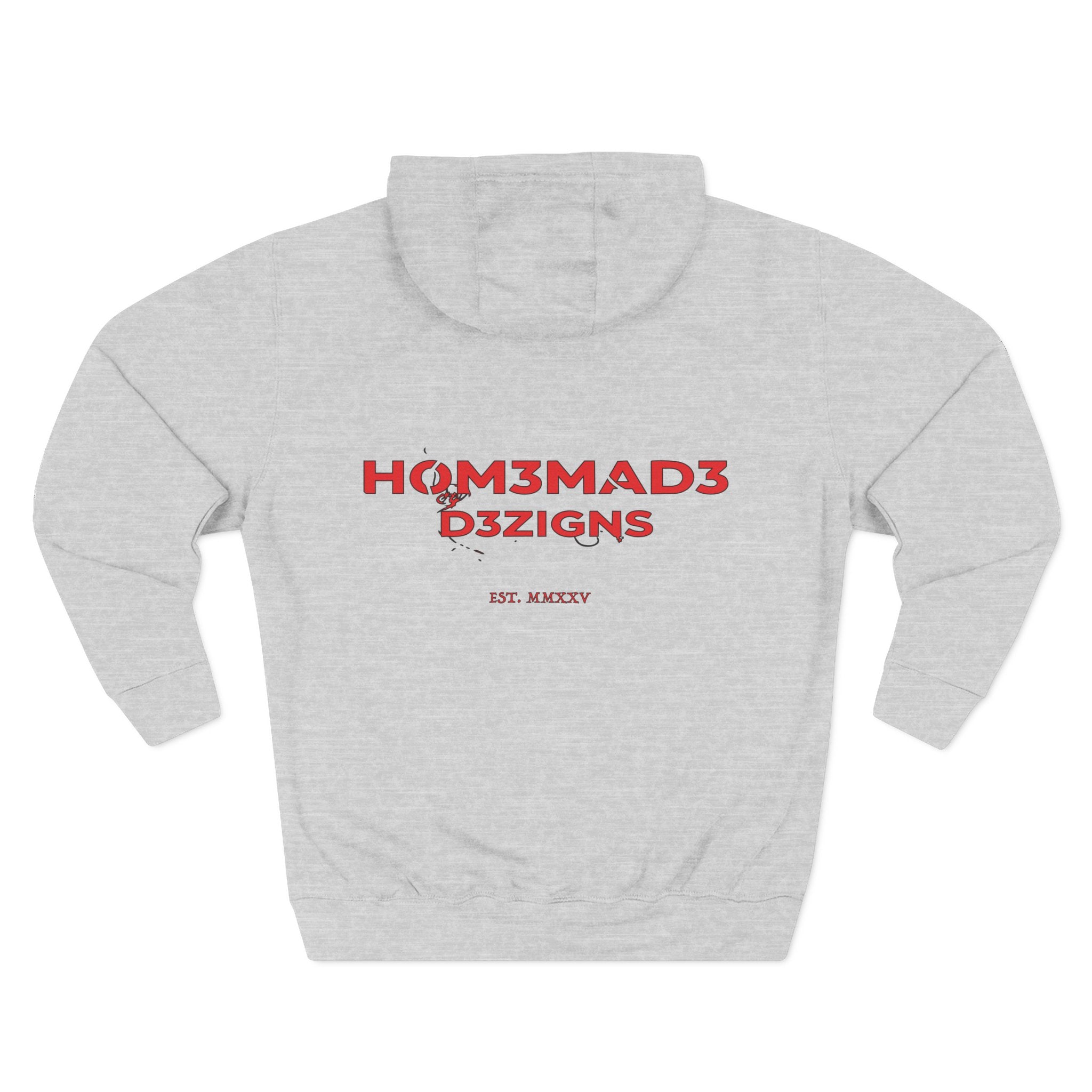 Red Homemade Designs Fleece Hoodie, Cozy Sweatshirt for Casual Wear, Perfect Gift for Birthdays, Holidays, and Relaxing Days