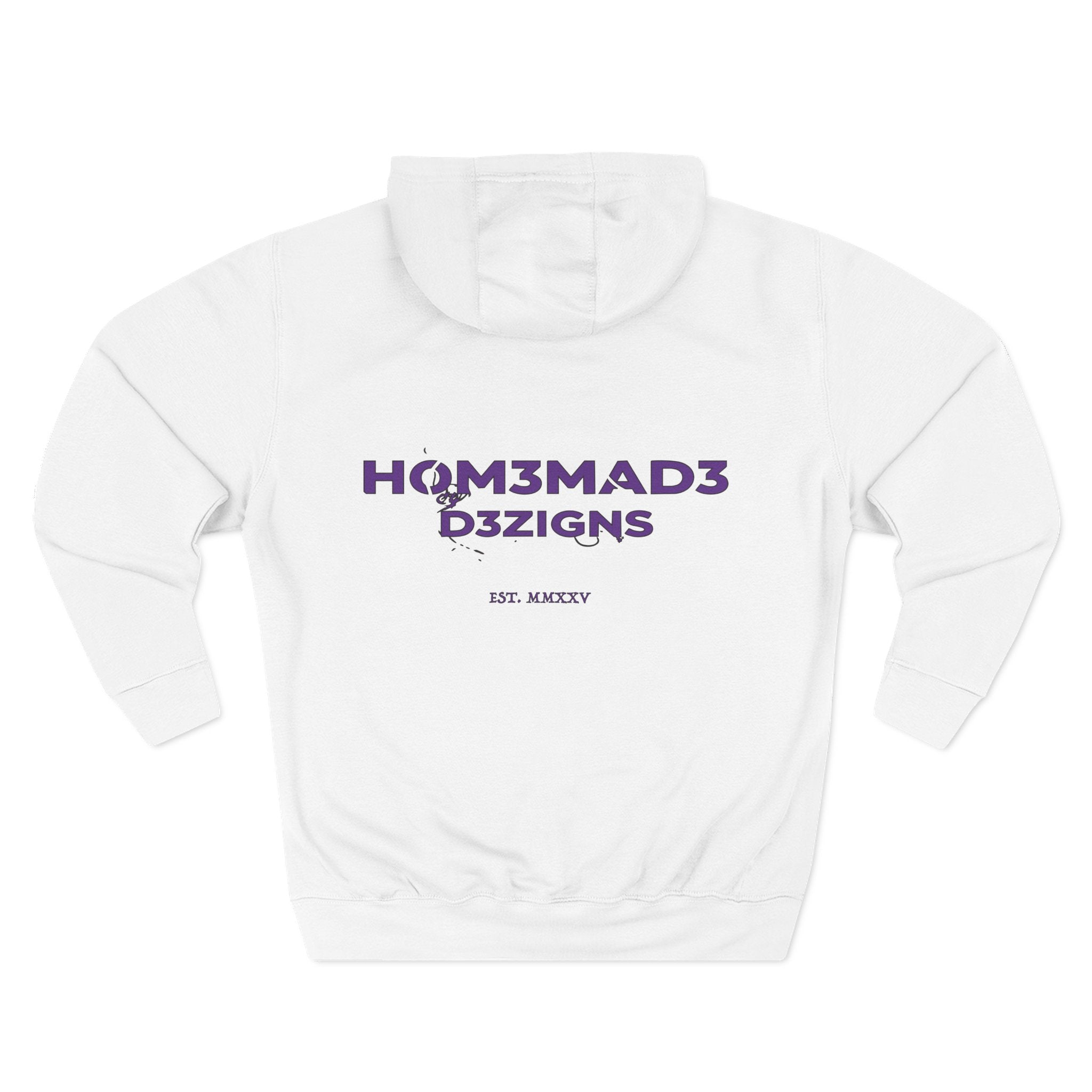 Purple Homemade Designs Fleece Hoodie, Cozy Sweatshirt for Casual Wear, Perfect Gift for Birthdays, Holidays, and Relaxing Days